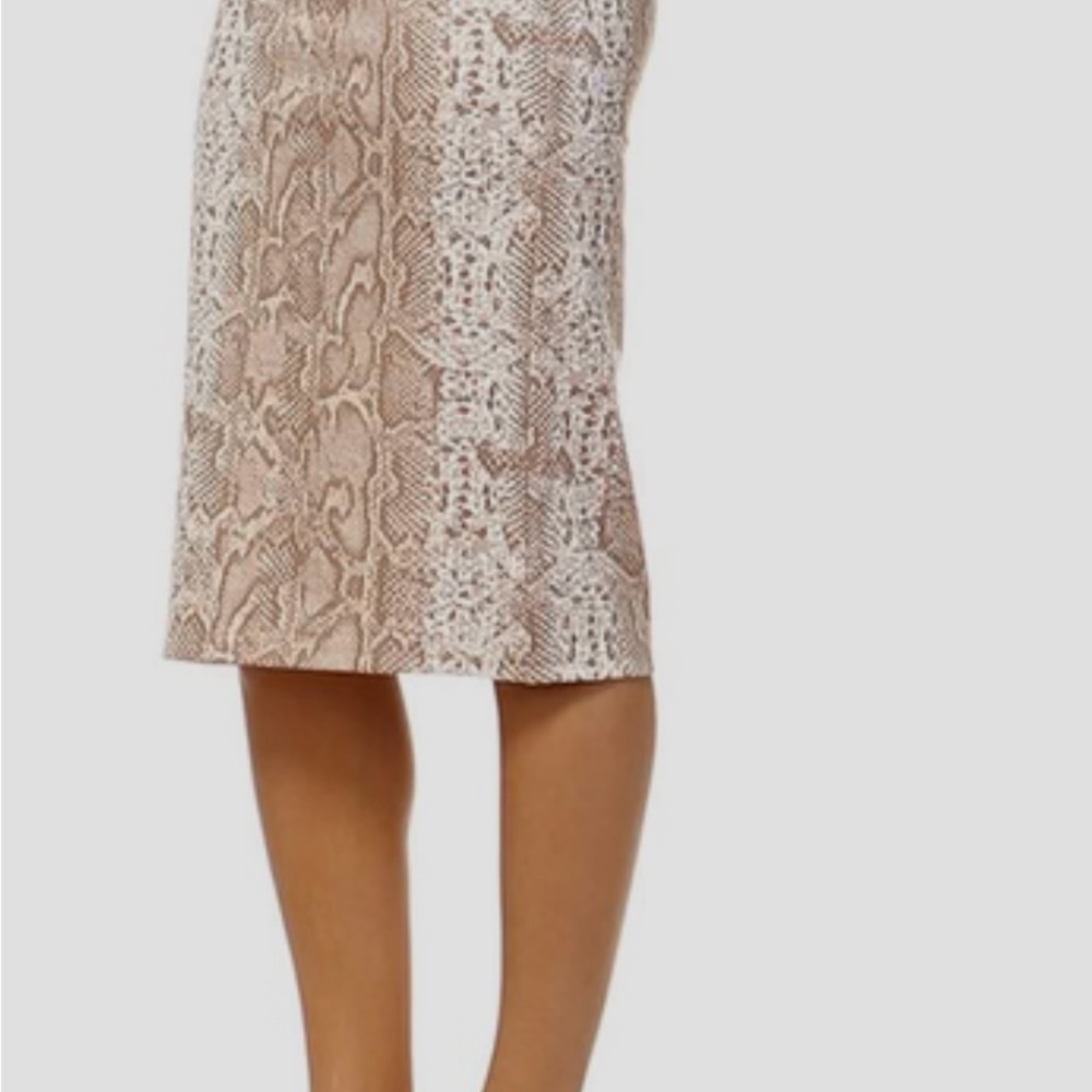Willi Smith Brown and Cream Snake Print Pencil Skirt